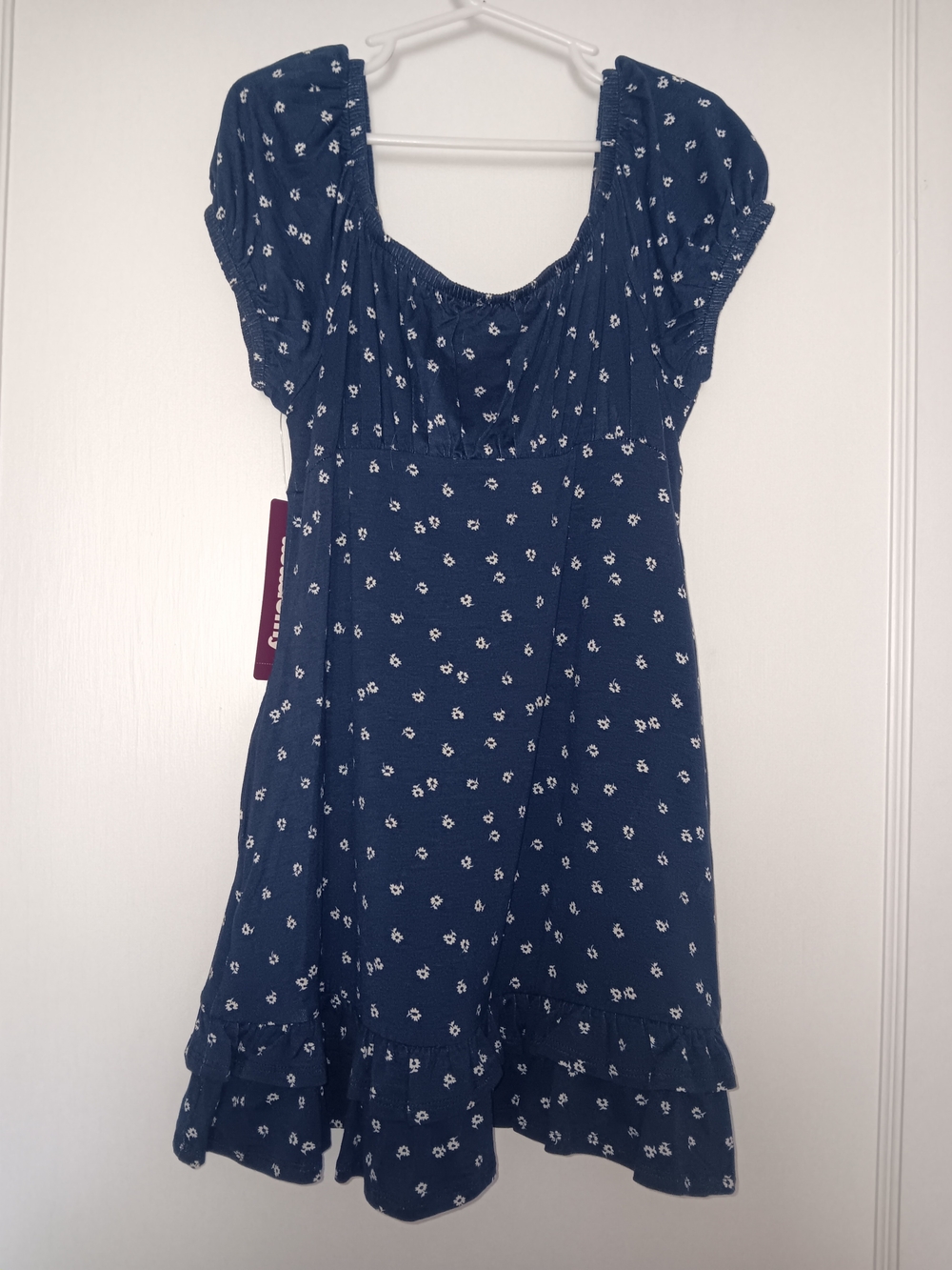 Weekend Academy Girls' Navy & White Floral Knit Peasant Dress with Pockets M (8) - Picture 5 of 10